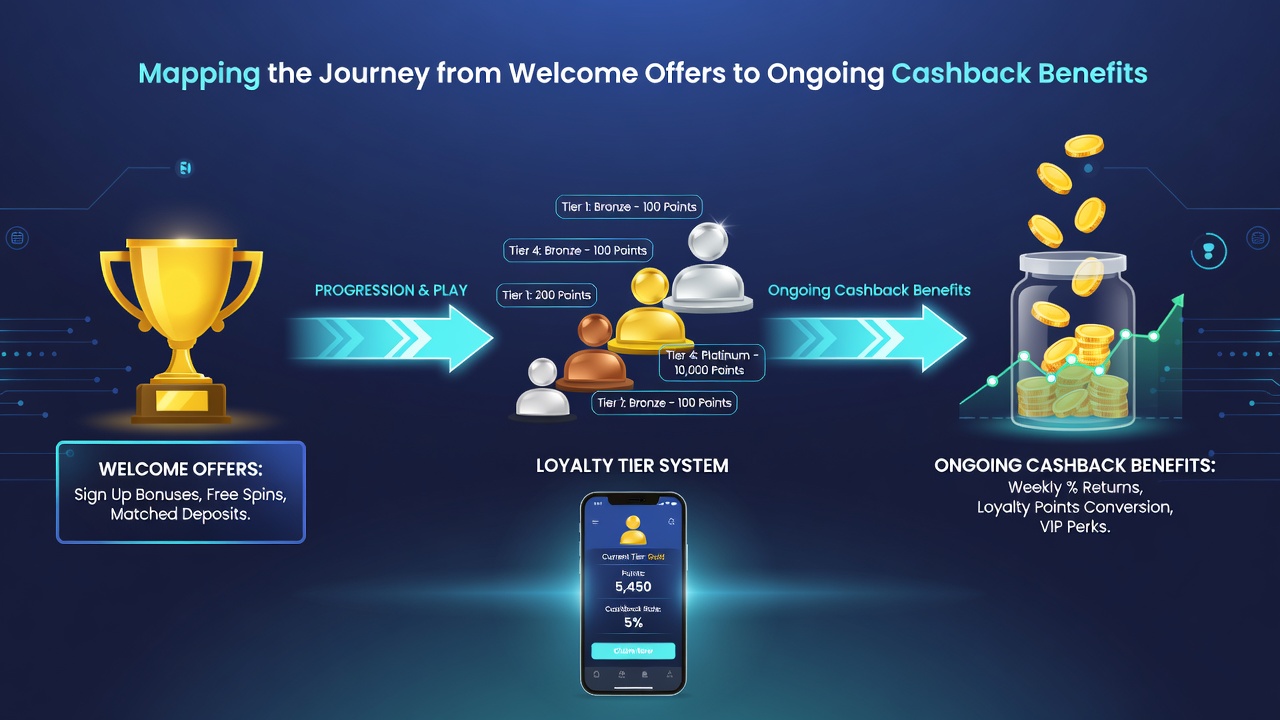 Diagram showing cashback calculation and loyalty tier progression in mobile casino apps